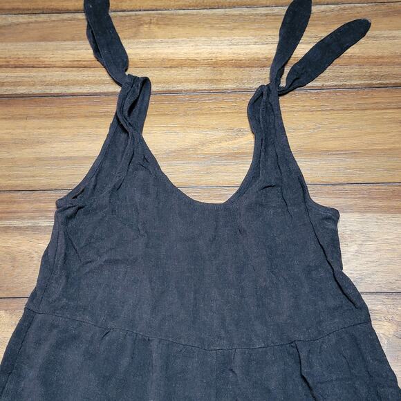 Rewind Black Tie Cropped Jumpsuit (15% Linen) - Size Small - Picture 2 of 5